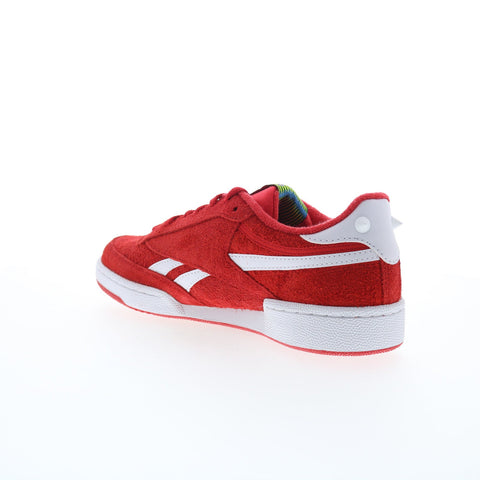 Reebok Club C Revenge Mens Red Suede Lace Up Lifestyle Sneakers Shoes