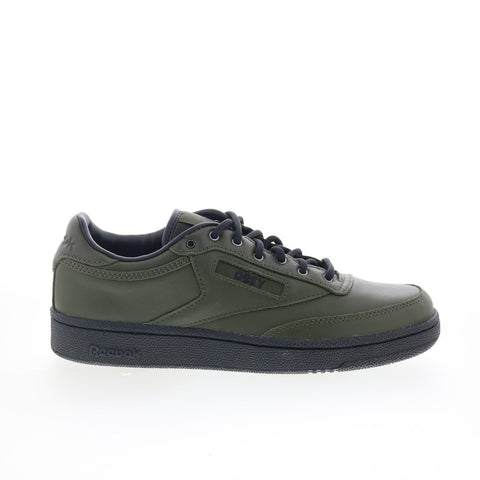 Reebok Club C 85 Obey Mens Green Leather Lace Up Lifestyle Sneakers Shoes