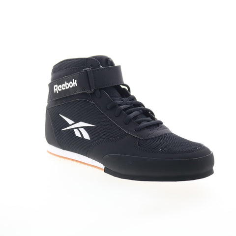 Reebok Boxing Mid Mens Black Synthetic Lace Up Athletic Boxing Shoes