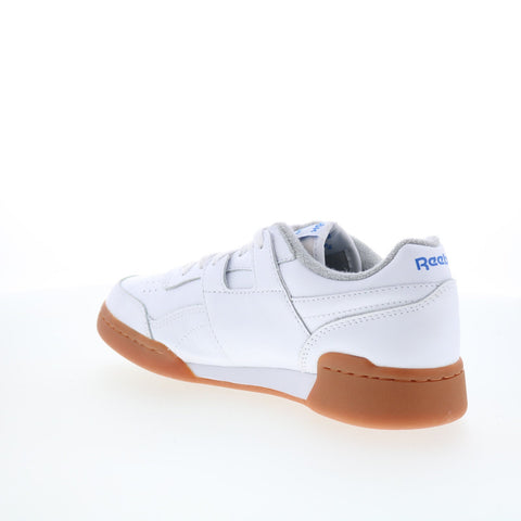 Reebok Workout Plus Mens White Leather Lace Up Lifestyle Sneakers Shoes