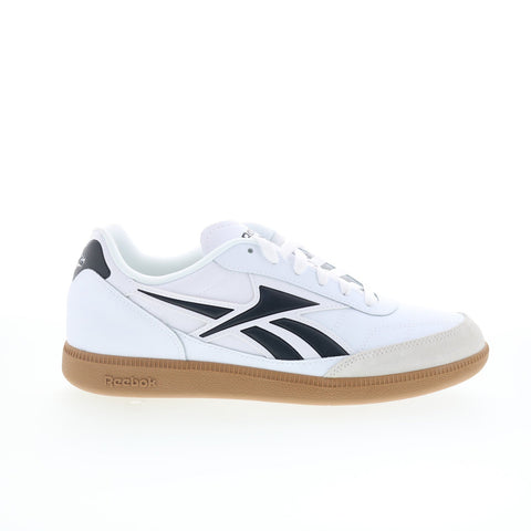 Reebok Finale Mens White Leather Lace Up Lifestyle Sneakers Shoes