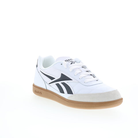 Reebok Finale Mens White Leather Lace Up Lifestyle Sneakers Shoes