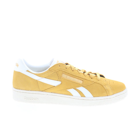 Reebok Club C Grounds UK Mens Yellow Suede Lace Up Lifestyle Sneakers Shoes