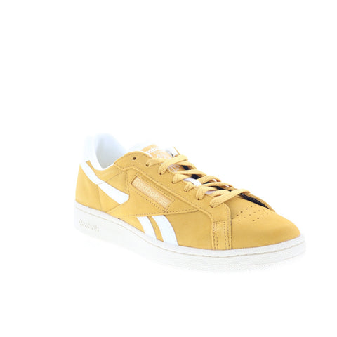Reebok Club C Grounds UK Mens Yellow Suede Lace Up Lifestyle Sneakers Shoes