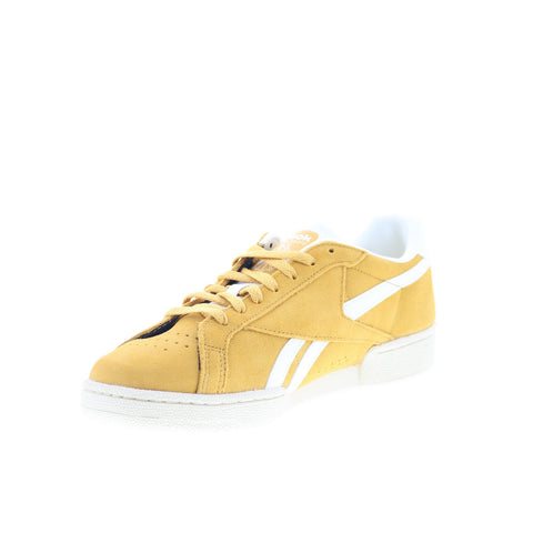 Reebok Club C Grounds UK Mens Yellow Suede Lace Up Lifestyle Sneakers Shoes