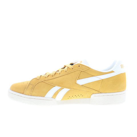 Reebok Club C Grounds UK Mens Yellow Suede Lace Up Lifestyle Sneakers Shoes