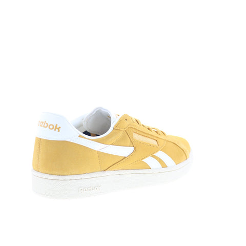 Reebok Club C Grounds UK Mens Yellow Suede Lace Up Lifestyle Sneakers Shoes