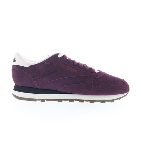 Reebok Classic Leather Mens Purple Suede Lace Up Lifestyle Sneakers Shoes