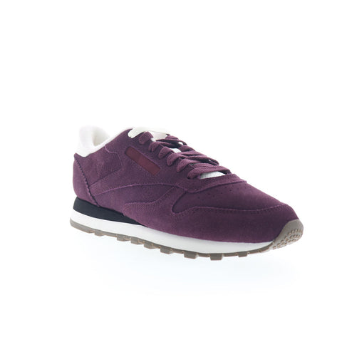 Reebok Classic Leather Mens Purple Suede Lace Up Lifestyle Sneakers Shoes
