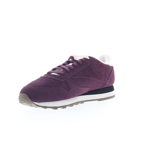 Reebok Classic Leather Mens Purple Suede Lace Up Lifestyle Sneakers Shoes
