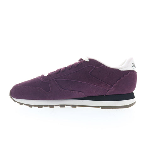 Reebok Classic Leather Mens Purple Suede Lace Up Lifestyle Sneakers Shoes