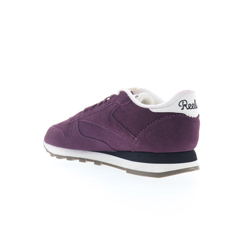 Reebok Classic Leather Mens Purple Suede Lace Up Lifestyle Sneakers Shoes