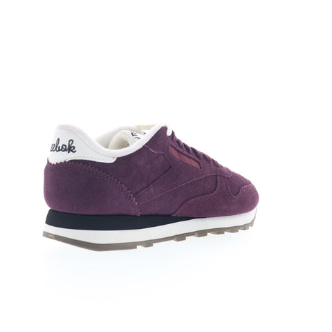 Reebok Classic Leather Mens Purple Suede Lace Up Lifestyle Sneakers Shoes