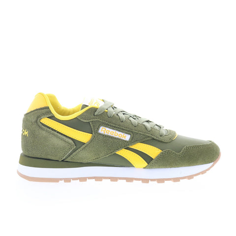 Reebok Glide Mens Green Suede Lace Up Lifestyle Sneakers Shoes