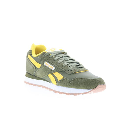 Reebok Glide Mens Green Suede Lace Up Lifestyle Sneakers Shoes