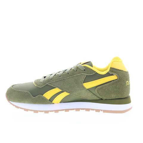 Reebok Glide Mens Green Suede Lace Up Lifestyle Sneakers Shoes