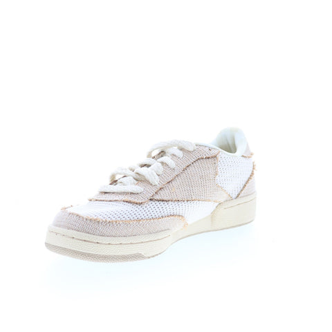 Reebok Club C 85 Mens Beige Mesh Lace Up Lifestyle Sneakers Shoes