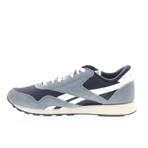 Reebok Classic Nylon Mens Black Suede Lace Up Lifestyle Sneakers Shoes