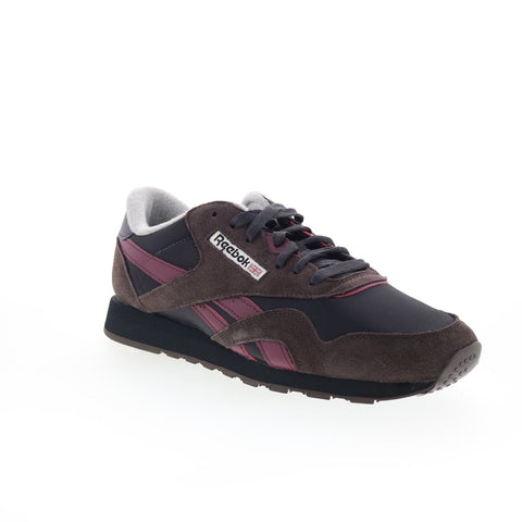 Reebok Classic Nylon Mens Black Suede Lace Up Lifestyle Sneakers Shoes