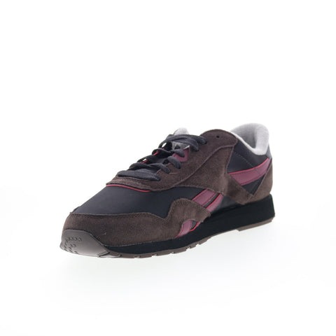 Reebok Classic Nylon Mens Black Suede Lace Up Lifestyle Sneakers Shoes