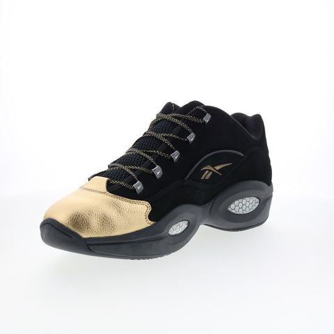 Reebok Question Low Mens Black Suede Lace Up Athletic Basketball Shoes