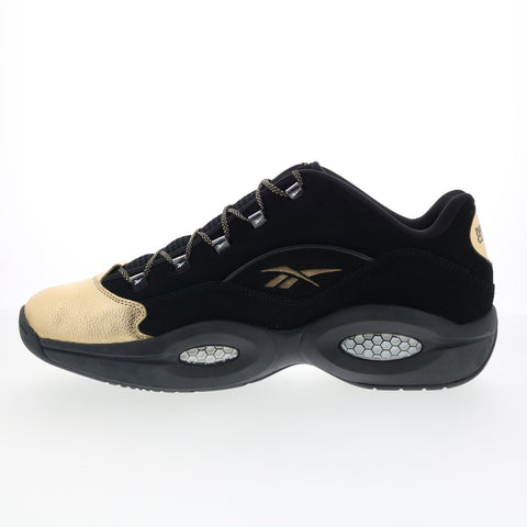 Reebok Question Low Mens Black Suede Lace Up Athletic Basketball Shoes