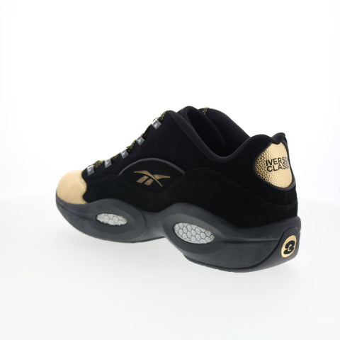 Reebok Question Low Mens Black Suede Lace Up Athletic Basketball Shoes