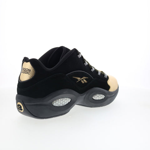 Reebok Question Low Mens Black Suede Lace Up Athletic Basketball Shoes