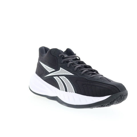 Reebok Press Mens Black Canvas Lace Up Athletic Basketball Shoes