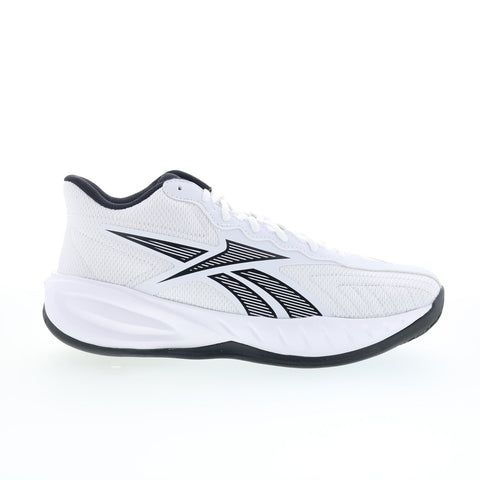 Reebok Press Mens White Canvas Lace Up Athletic Basketball Shoes