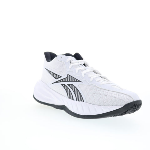 Reebok Press Mens White Canvas Lace Up Athletic Basketball Shoes