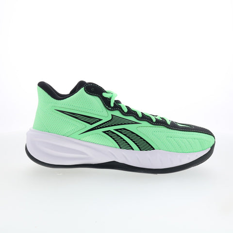 Reebok Press Mens Green Mesh Lace Up Athletic Basketball Shoes