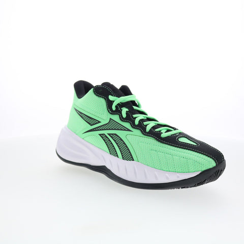 Reebok Press Mens Green Mesh Lace Up Athletic Basketball Shoes