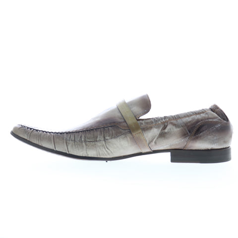 Debut Matisse 1011 Mens Gray Leather Slip On Loafers & Slip Ons Casual Shoes