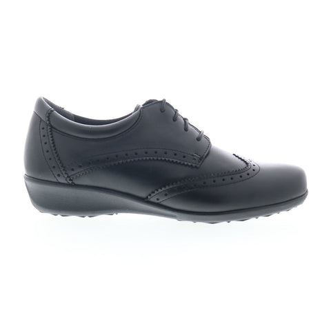 Drew Rome 10332-12 Womens Black Leather Slip On Oxford Flats Shoes