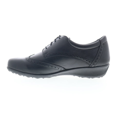 Drew Rome 10332-12 Womens Black Leather Slip On Oxford Flats Shoes
