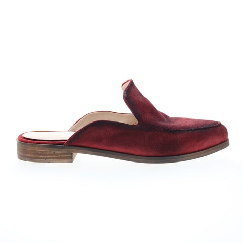 Diba True Art Easel 10616 Womens Red Leather Slip On Mule Flats Shoes