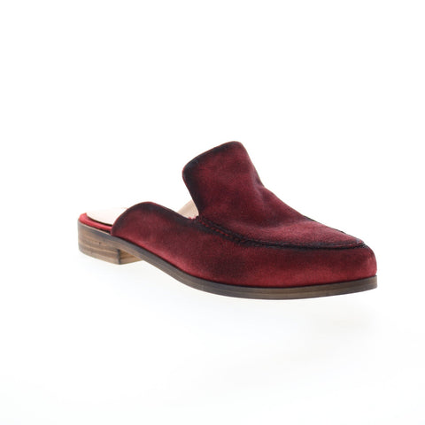 Diba True Art Easel 10616 Womens Red Leather Slip On Mule Flats Shoes