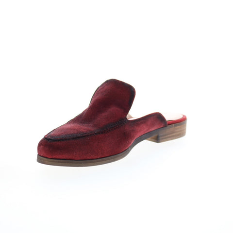 Diba True Art Easel 10616 Womens Red Leather Slip On Mule Flats Shoes