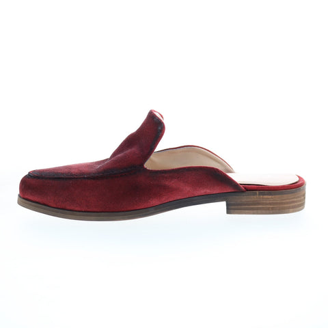 Diba True Art Easel 10616 Womens Red Leather Slip On Mule Flats Shoes