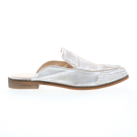 Diba True Art Easel 10616 Womens Silver Leather Slip On Mule Flats Shoes