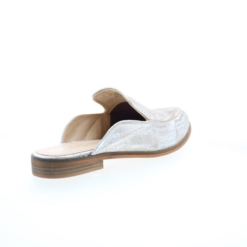 Diba True Art Easel 10616 Womens Silver Leather Slip On Mule Flats Shoes