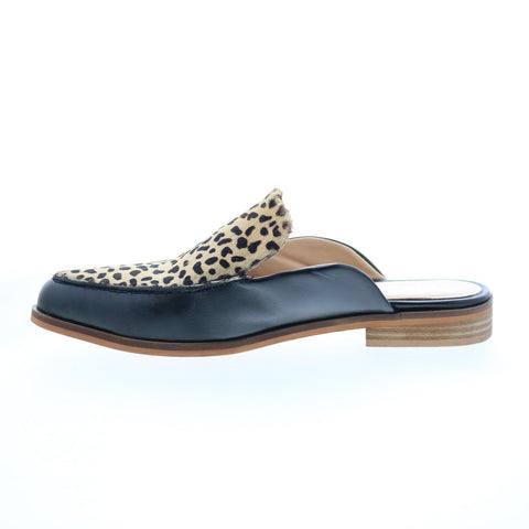 Diba True Art Easel 10616 Womens Black Leather Slip On Mule Flats Shoes