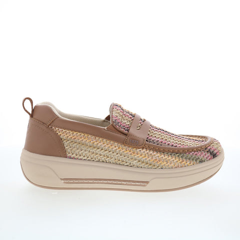 Drew Java 10841-96 Womens Brown Canvas Slip On Loafer Flats Shoes