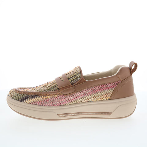 Drew Java 10841-96 Womens Brown Canvas Slip On Loafer Flats Shoes