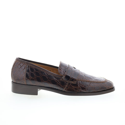 Zelli Italia Roma Crocodile Penny Loafer Mens Brown Loafers Penny Shoes
