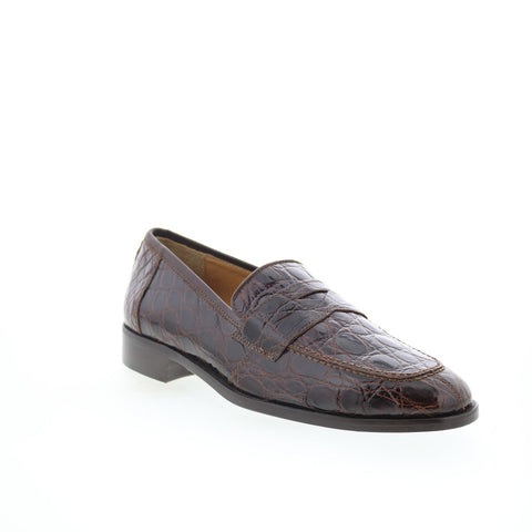 Zelli Italia Roma Crocodile Penny Loafer Mens Brown Loafers Penny Shoes