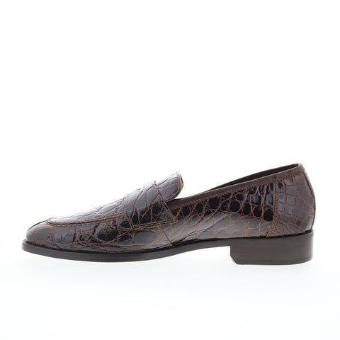 Zelli Italia Roma Crocodile Penny Loafer Mens Brown Loafers Penny Shoes