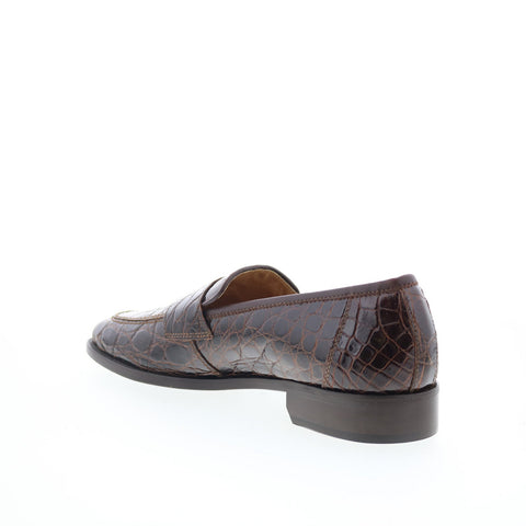 Zelli Italia Roma Crocodile Penny Loafer Mens Brown Loafers Penny Shoes