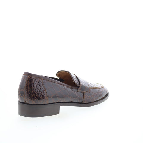 Zelli Italia Roma Crocodile Penny Loafer Mens Brown Loafers Penny Shoes